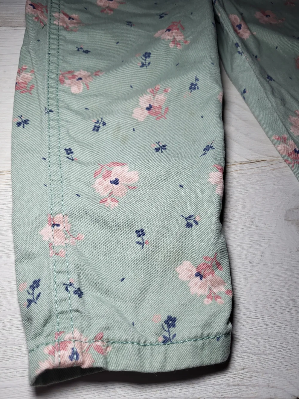 OshKosh B'gosh Toddler Bib Overalls Floral Mint Sage Green Cotton Cottagecore.